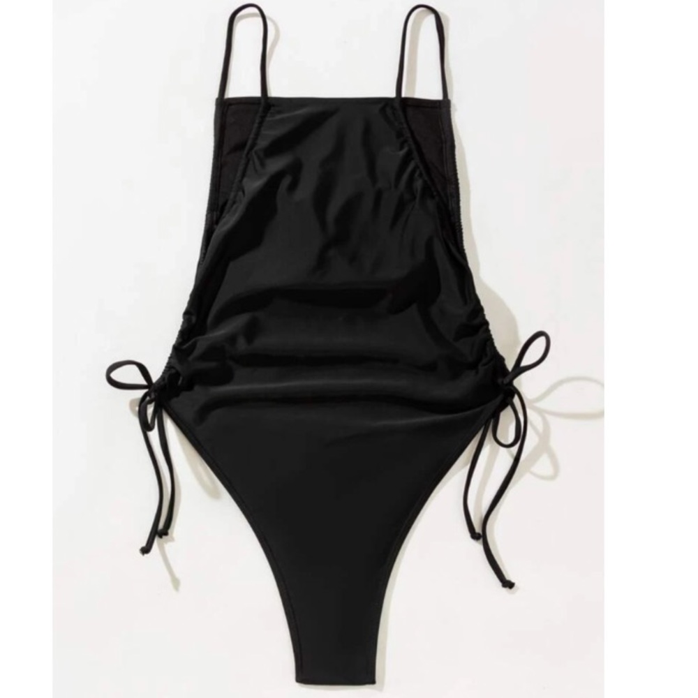 Rust side tie drawstring monokini - Picture 11 of 14